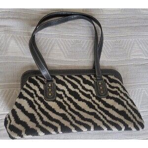 The Sak Original Zebra Knit & Faux Croc Shoulder Bag | Black & White